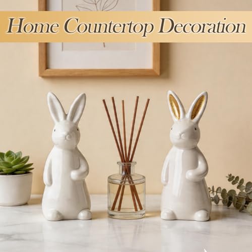 Figura Decorativa Conejo Blanco de Cerámica 7.2 Pulgadas miniatura 4