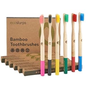 EcoSlurps Bamboe Tandenborstels (6 Adult Medium, Veelkleurig)