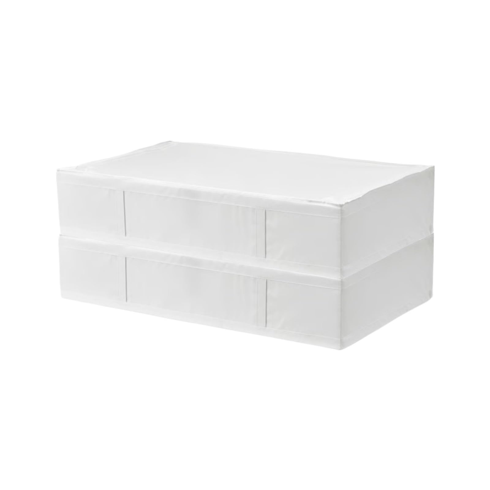 DHYUACN Sheet Storage Box Under Bed Storage Containers, Washable, Collapsible, Bins for Clothes, Blankets, Sheets(White 2PC)