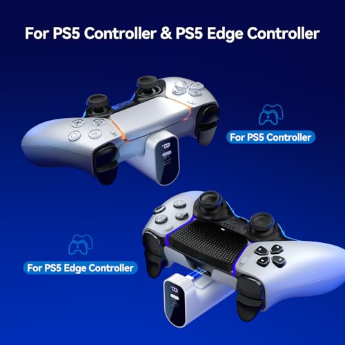 LVFAN PS5 Wireless-Controller-Ladegerät, 2000-mAh-Akku mit digitaler LED-Ladeanzeige, tragbare Powerbank für PS5-Controller und PS5 Edge-Controller 4