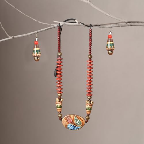 Image of AAKRITI ART CREATIONS Handcrafted Women's Jewelry Set - Ethnic Necklace and Earrings, Fashion Accessories for Special Occasions & Celebrations