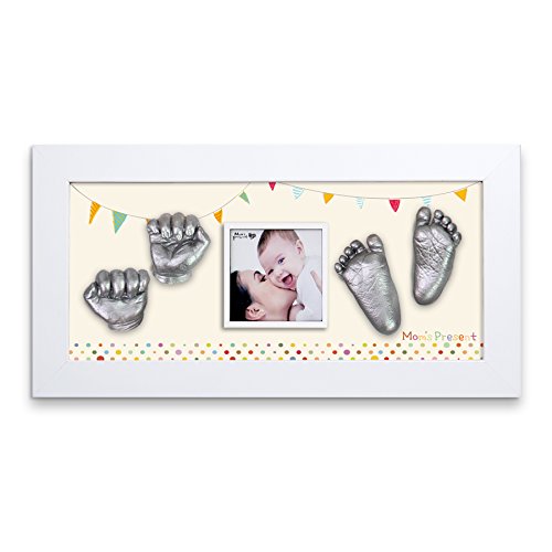 Momspresent Baby Hand Print and Foot Print Deluxe Casting kit with White Frame11