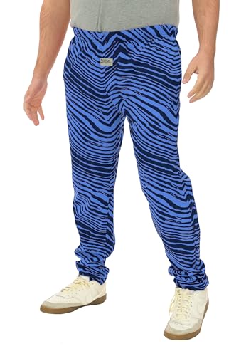 Zubaz Mens Z88 2-Color Zebra Pants - Navy/Light Blue Medium