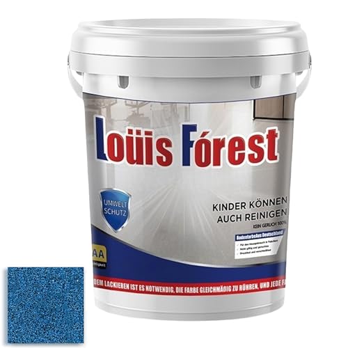 YAMIELO Epoxy Colored Sand Floor Paint, Louis Forest High Gloss Effect Epoxy Floor Coating with Marble (1 Liter,Blue)