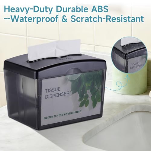 Pollock Tischspender, Papierhandtuchspender für Multifold Papierhandtücher, Tisch Serviettenspender, Tissue Boxspender, Große Kapazität, für Küche Restaurant Badezimmer Büro - Transparentes Schwarz