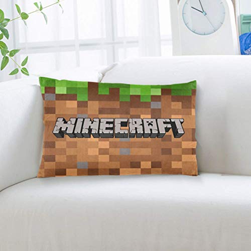 Rectangular Decorative Pillowcase Cover, Zippered Oblong Pillow Protector Sham, Mine_Craft Lumbar Waist Cushion Throw Pillow Cover for Sofa Couch Bed Chair Home Decor (No Pillow Insert) (20\'\' x 30\'\')