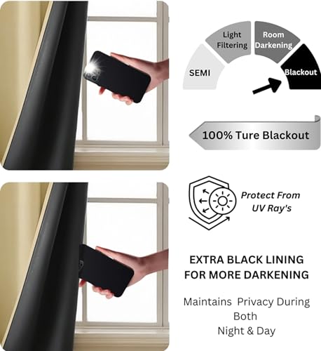 Image of Galaxy Home Decor Blackout Heavy Solid 100% Opaque Curtains for Door 7 Feet, Pack of 2, Gold (Gold, Door 7 Feet)