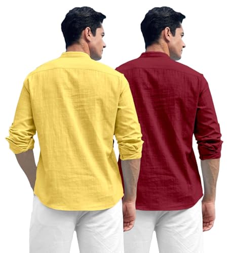 Image of Zombom Men's Kurta || Chinese Collar Long Sleeves || Straight Hip Length Kurtas || Short Kurta for Men || for Festival || Function || Occasion Wear Fancy Kurta for || Best Gifts for Men