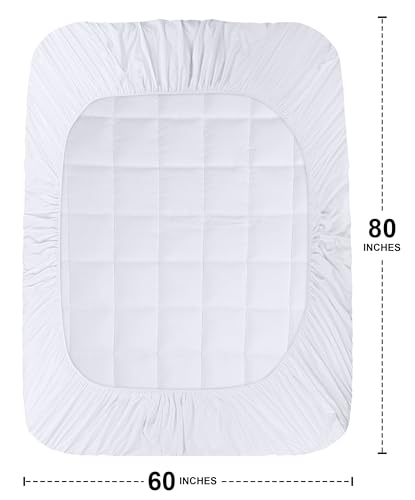 Premium Mattress Pad (Queen) - Micro Plush Ultra Soft and Overfilled Mattress Topper by Utopia Bedding, White, Queen (Pack of 1) - Image 4