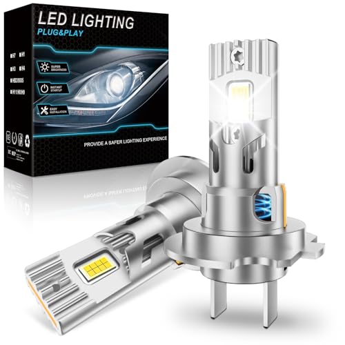 JOSHF H7 LED Bombilla, 35000LM Diseño Mini 1:1, H7 LED 600% Brillo 6500K Blanco frío 14000RPM Ventilador de Enfriamiento, Plug and Play para Faros de Coche y Moto, 2 Piezas