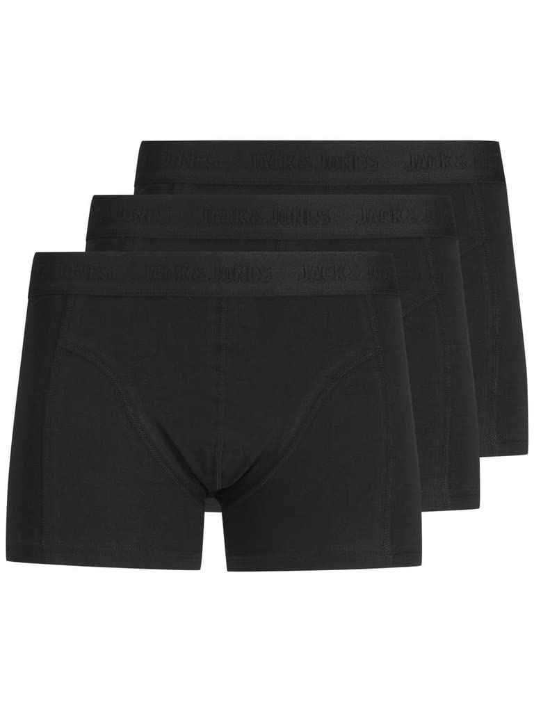 Jack & Jones Men's Black Trunks Multipack Underwear Boxer Shorts Cotton Briefs, Pack Of 3, Colour, Uk Size 2XL