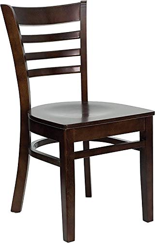 Flash Furniture 2 Pack HERCULES Series Ladder Back Walnut Wood Restaurant Chair
