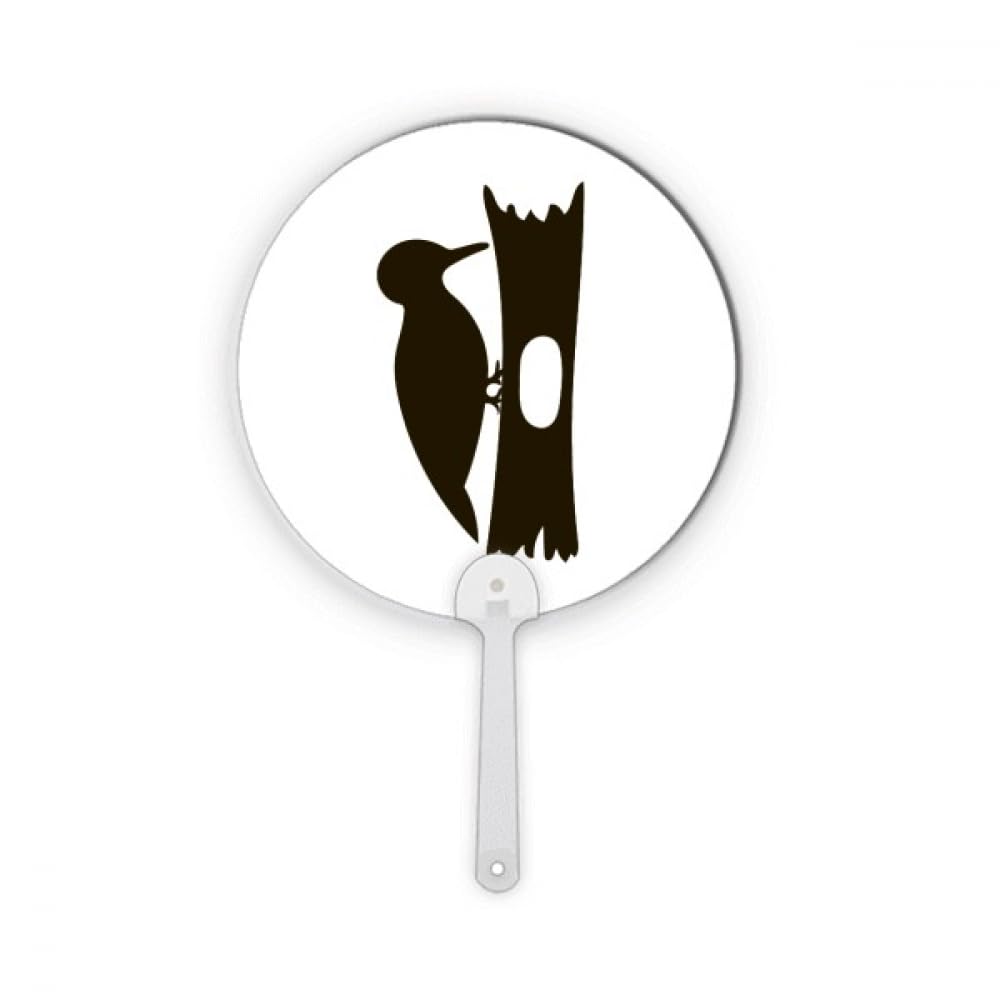 Éventail rond en plastique noir résistant au motif animal artistique