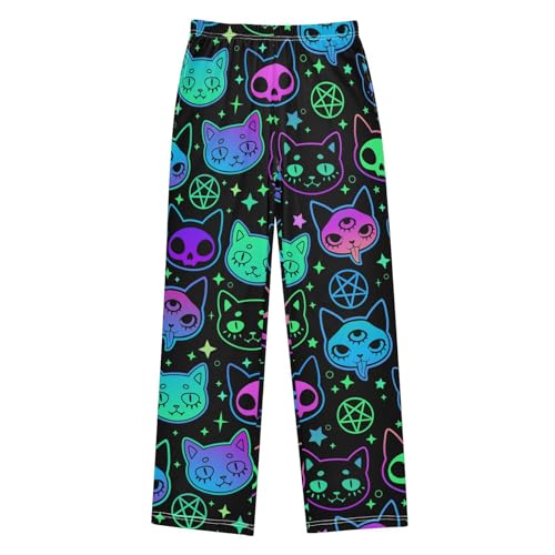 Boys' Pants Magical Witchcraft Cats Colorful Long Bottoms Jogger Pants Elastic Waist Trousers with Pockets S-XL