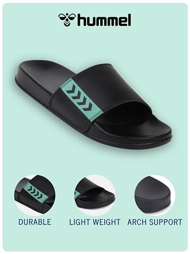 Image of hummel CHUNK MEN SLIDERS Comfortable Cushioned Sole Arch Support Durable Lightweight Flexible Trendy Style Flip flops and Slippers Slides for Men Daily use Chappal
