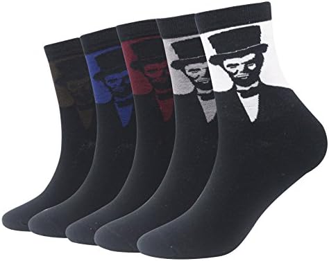 Wish Island Men's 5 Packs Fun Crazy Animal Cotton Casual Crew Socks