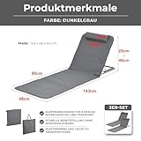 [en.casa] Strandmatte Donostia 2er Set Sonnenmatte klappbar Dunkelgrau Strandliege mit Verstellbarer Rückenlehne Liegematte mit Tragetasche 143 x 48 cm
