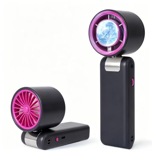 Image of Portable Handheld Fan with Ice Cooler, 199 Speed Personal Fan,Foldable 3 in 1 Rechargeable Battery Operated Essentials Hand Fans Summer Essential for Travel /Outdoor /Office（Grey Purple）