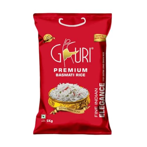 Image of Gauri Premium Basmati Rice | Long Grain & Naturally Aromatic | Aged for Flavour | Ideal for Biryani, Pulao & Daily Meals (5Kg)