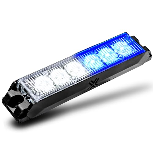 Image of LAMPHUS NanoFlare 5 inch 6W Blue White LED Surface Mount Police Grill Strobe Warning Lights [SAE Class 1] 12V Rectangle Grille Flashing Emergency Light Head for Fire Figher Responder Vehicle Car