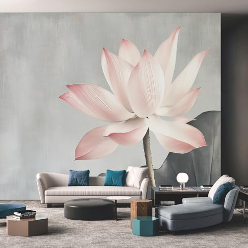 Papier peint rose mural photo intissé motif lotus zen japonais 3D