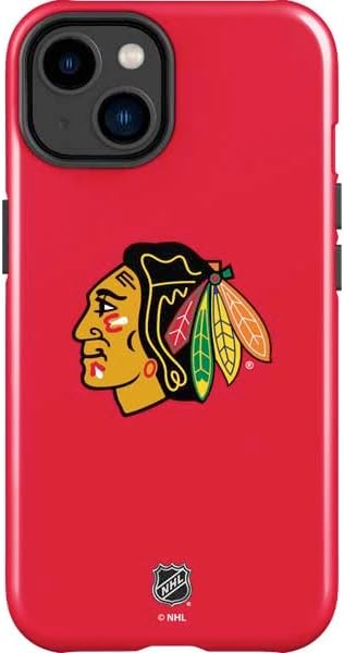 Skinit Impact Phone Case Compatible with iPhone 15 - Officially Licensed NHL Chicago Blackhawks Black Background Design