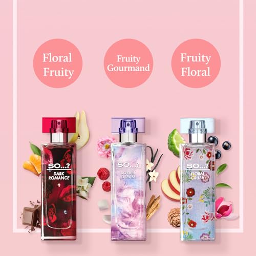 SO…? Premium Womens Perfume Gift Set, Sorbet Dream, Dark Romance, Floral Crush, Eau De Parfum with Long Lasting Fragrance -Travel Size Mini Perfume for Girls, Ladies Gift Sets (3 x 30ml) - Image 4