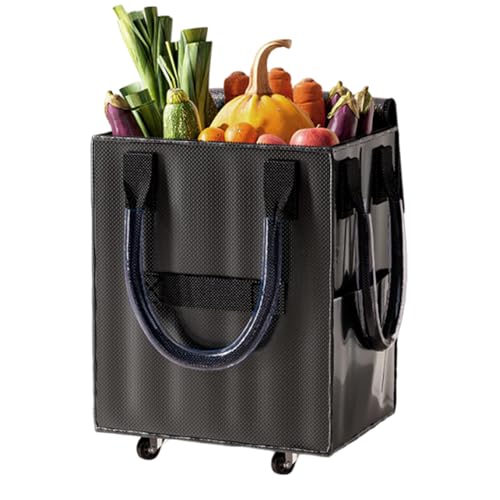 Bolsa con ruedas, carrito de la compra plegable, ruedas lisas de gran capacidad con asa telescópica, reutilizable, para lavandería, picnic, suministros de mudanza y viajes