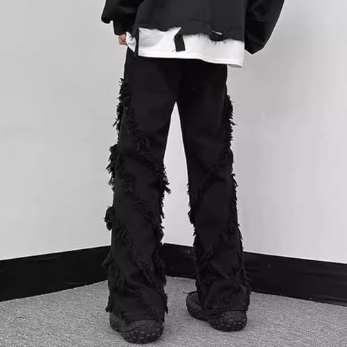 Men's Ripped Baggy Jeans Vintage Y2K Hip Hop Wide Leg Distressed Cargo Denim Pants Fit Skater4