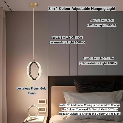 Image of FILLISKA 3 in1 Colour Changing LED Luxurious Hanging /Pendant Light (FrenchGold-PAY1635)