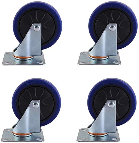 LanXin Heavy Duty Caster Räder 100 / 125mm Swivel Gummi Castor-Rad Tragfähigkeit 300 kg ohne Bremse Größe: 100 mm (4 Zoll) (Color : (4×Without Brake), Size : 100mm(4in)) Cover