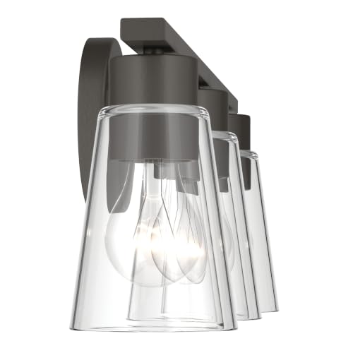 Image of Kichler Stamos 22.25 inch 3-Light Soft Modern Vanity Light with Clear Glass in Olde Bronze, (8.25 inch H x 22.25 inch W), 55121OZCLR
