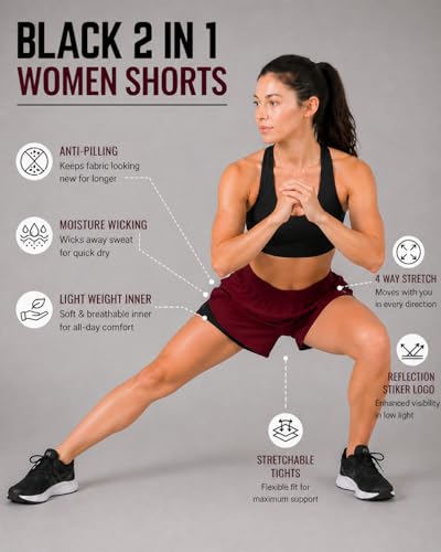Image of Oysters Women's 2 in 1 Running Skirt Shorts Quick Dry Gym Athletic Workout Shorts for Women