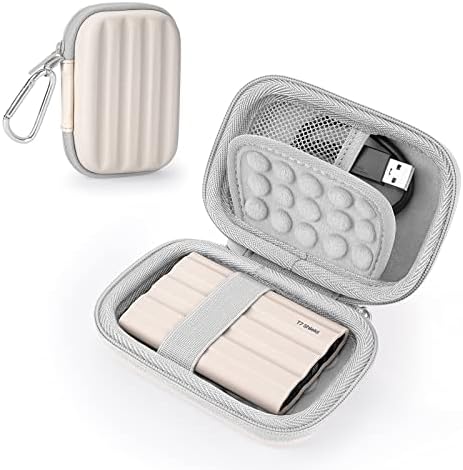 YINKE Case Compatible with Samsung T7 Shield/ T9 / T7 Touch Portable SSD USB 3.2 1TB, 2TB, 500GB, Hard EVA Portable Travel Storage Protective Cover (Beige)