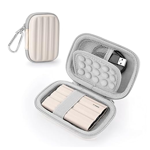 YINKE Capa compatível com Samsung T7 Shield/ T9 / T7 Touch SSD portátil USB 3.2 1TB, 2TB, 500 GB, capa protetora portátil de EVA rígido para armazenamento de viagem (bege)