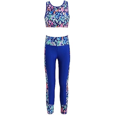 YiZYiF Girls Gym Leggings and Crop Top Set Cover