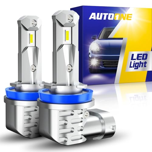 AUTOONE H11/H9/H8 Light Bulbs Fanless No Flicker 40000LM 6000K Fog Lights Canbus 10YR Lifespan Pack of 2
