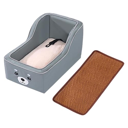 SZLIFE Seggiolino per cani con bracciolo per auto, pratico trasportino da viaggio lavabile con cuscino morbido, Grigio
