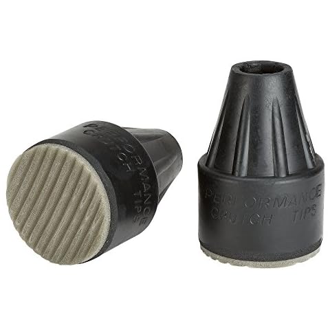Thomas Fetterman Performance Crutch & Cane Rain Tip, 2-3/8 Inch Base Diameter, Black with Gray Tread, Pair - Fits Crutches 7/8 to 1 Inch Crutch Shafts Cover