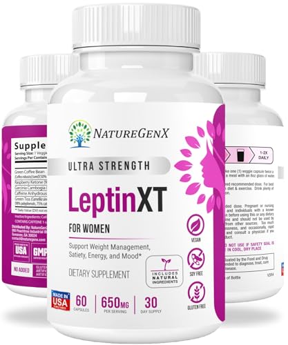 NatureGenX LeptinXT - Leptin Supplements for Weight Loss for Women - Extra Strength, Fat Burner - USA, 60 Ct.