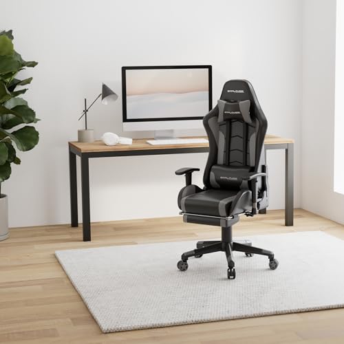 Image of GTPLAYER Big and Tall Gaming Chair 400lbs Heavy Duty Office Chair with Footrest, High Back Pocket Spring Ergonomic Computer Chair for Adults, Wide Comfy Cushion with Linkage Armrests,Moon Grey