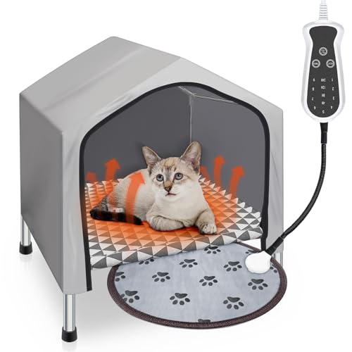Winter Outdoor Heated Cat House,Indoor Cat Condos,Insulated Dog House,Cat Tent,for Small Cat&Dog(Equipped with Heating pad)