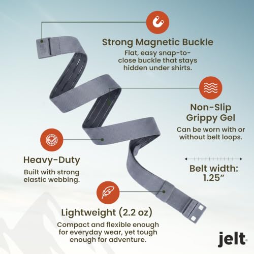 Image of JeltX Adjustable Elastic Belts for Men and Women, Non-Slip Stretch Belt with Magnetic Belt Buckle and Grippy Gel