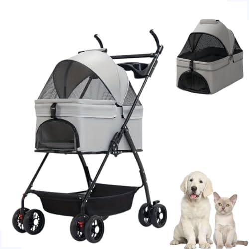 Carrinho Transporte Pet Berço Removível Porta Copo Cães Gato