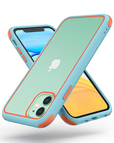 MobNano Cover Compatibile con iPhone 11, Silicone in TPU, Sottile Antiurto AntiGraffio, Protettiva Custodia Compatibile con iPhone 11 - Azzurro/Arancio