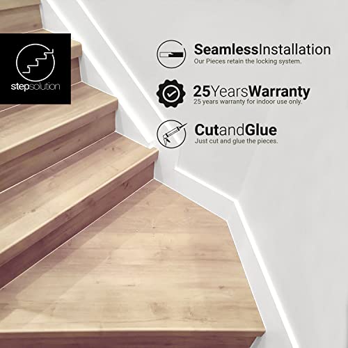 Step Solution Stair Treads, Riser And Filler Combo Kit - Vinyl Planks On Stairs - Match Home Depot Vinyl Colors - Seamless Bullnose - 42" Length - Fresh Oak Tread And Riser (2 Pack) #TOP3