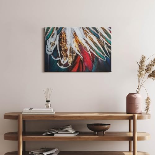Plumes d'oiseaux marron clair image sur toile 60x40cm Wallfluent - 2