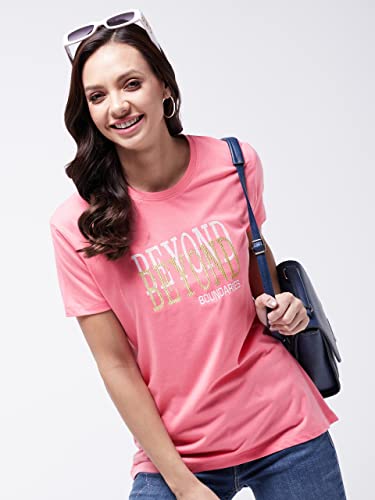Image of Modeve Women Printed Cotton Blend Half Sleeve Round Neck T-Shirt for Summer