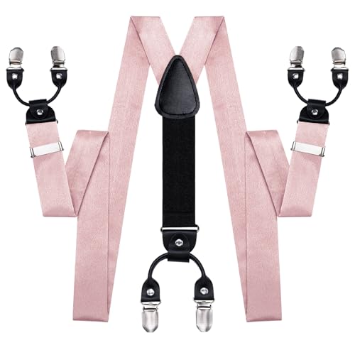 Image of Dubulle Suspender and Bow Tie for Men Paisley Solid Mens Suit Braces Pretied Bowtie and Handkerchief Cufflinks Formal Wedding