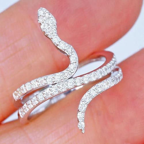 White Gold Plated White Cubic Zirconia Snake Engagement Rings Wedding Bridal Band Promise Rings Evening Parties Anniversary Valentine's Day Gifts Eternity Bands for Women4